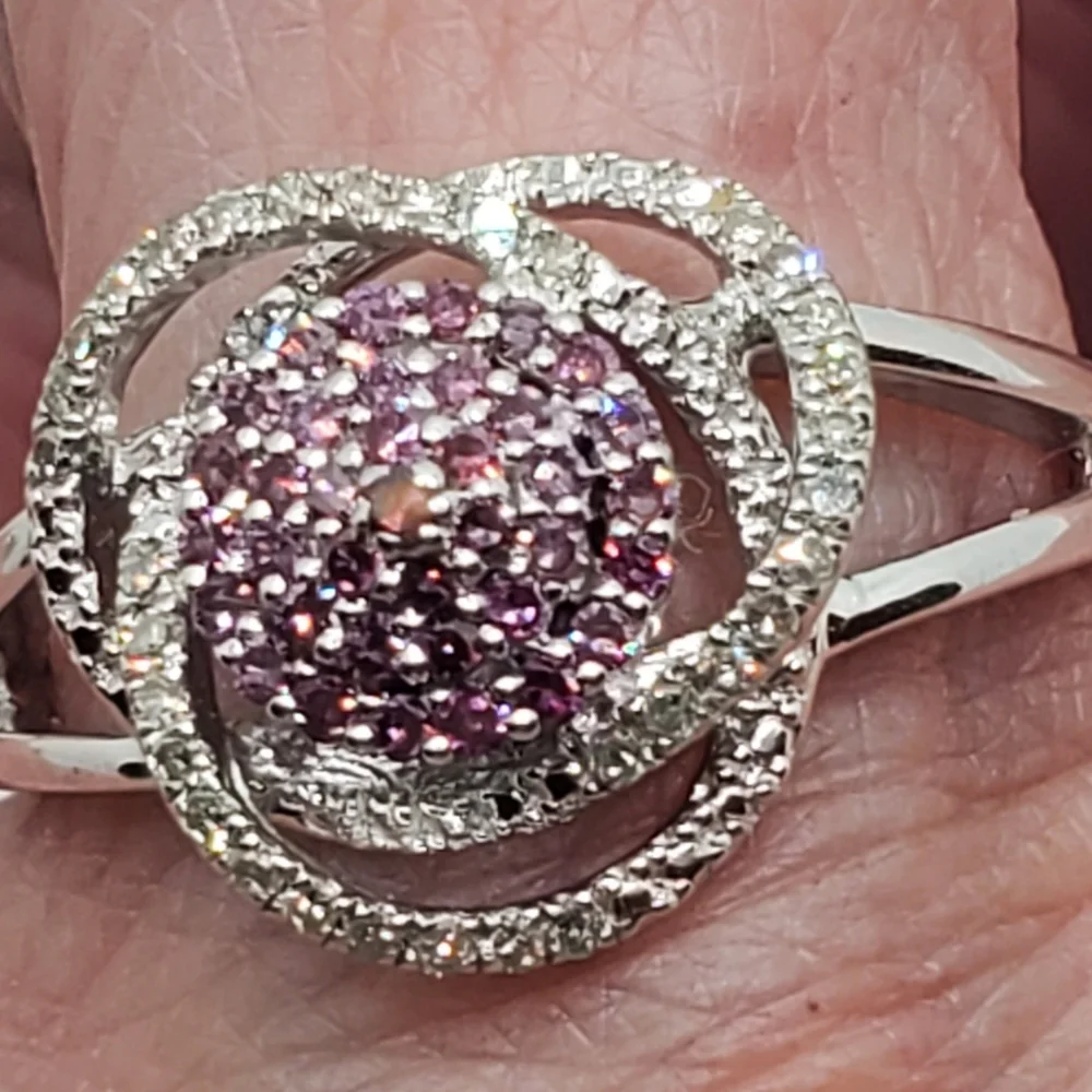 Stunning Purple/white Diamond Swirl Ring